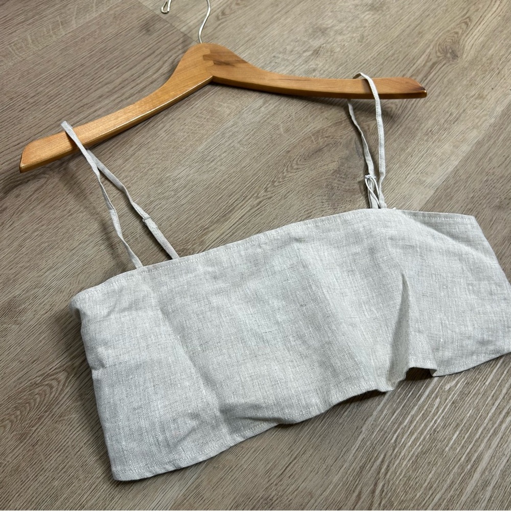 NWT Reformation 100% Linen Cleo Strappy Cropped Tank Top in Natural Oatmeal